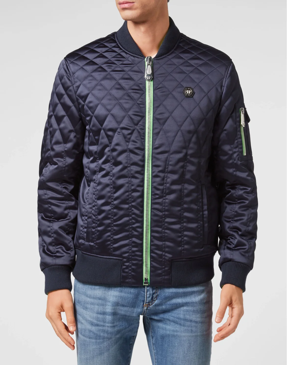 Quilted Nylon Bomber Iconic Plein, цвет: Синий