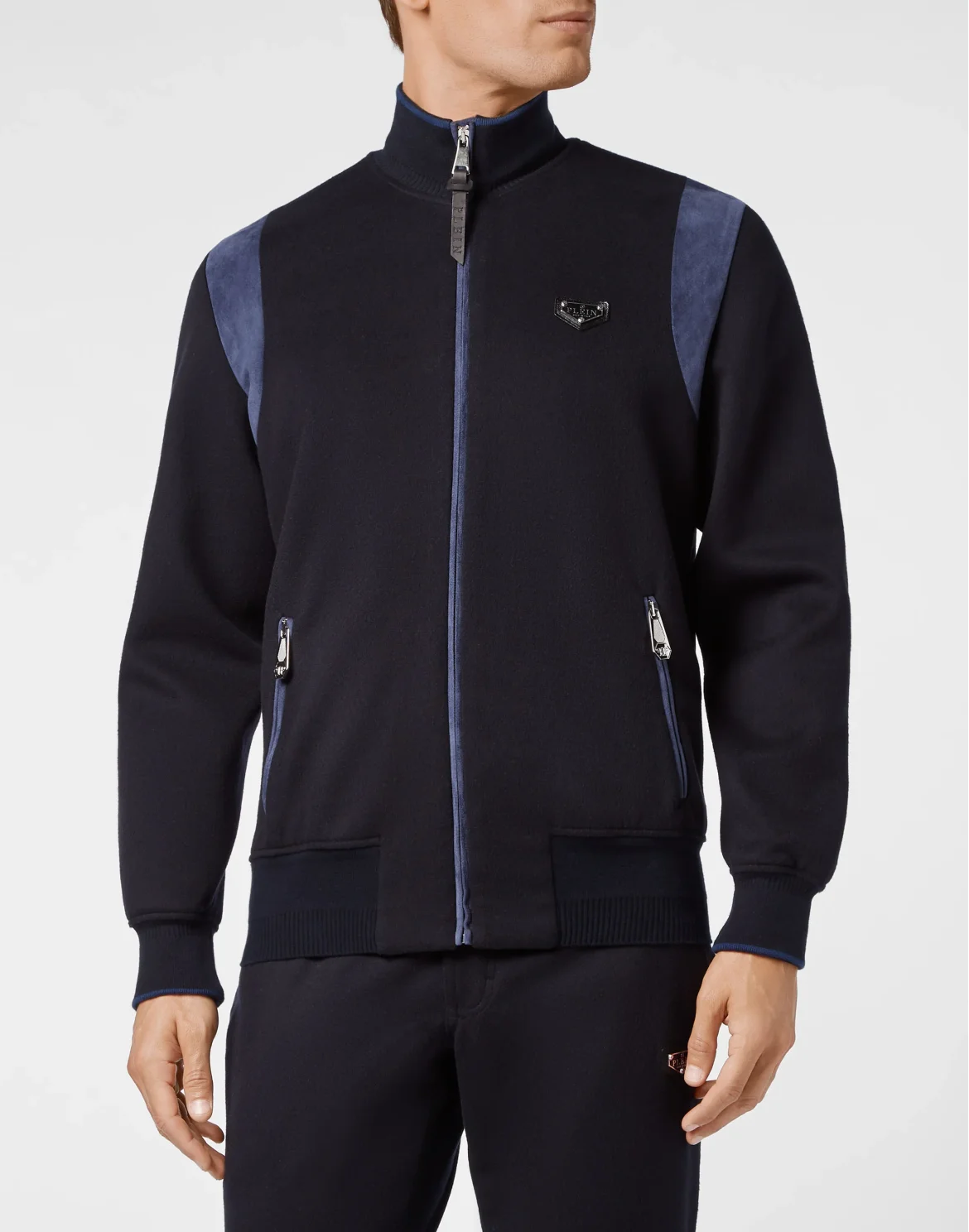 Cashmere 10 Jacket/Trousers suede insert Iconic Plein, цвет: Синий