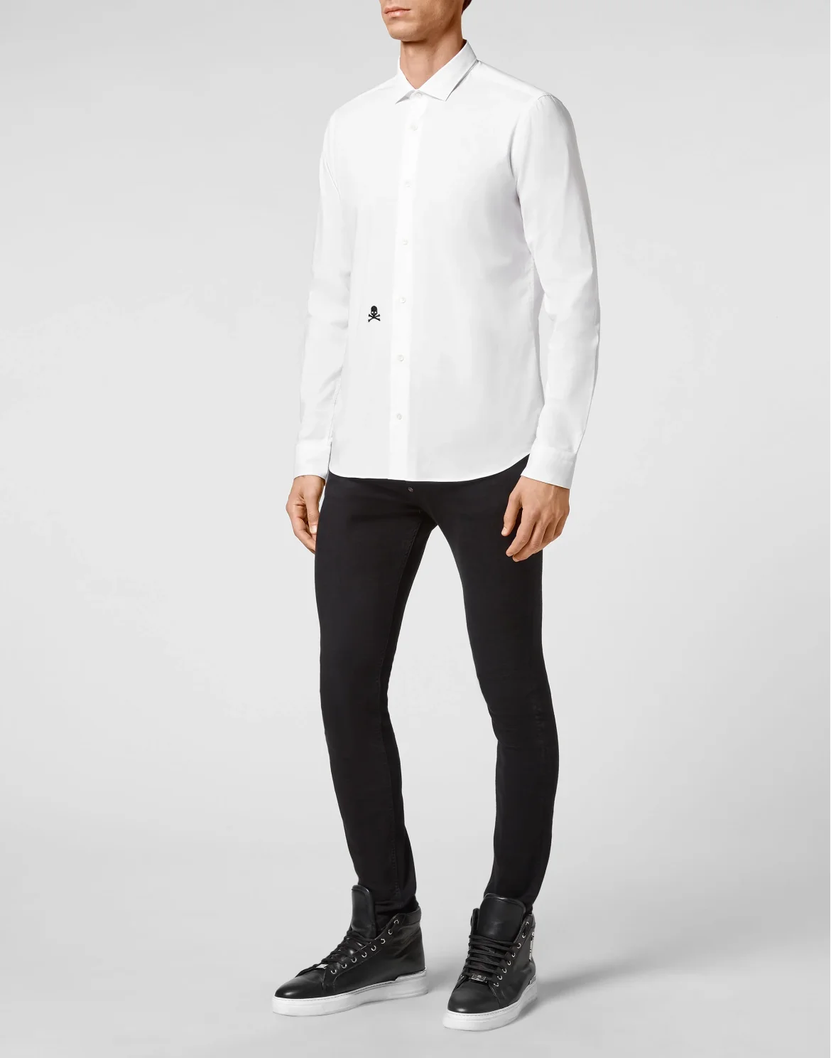 Shirt Sugar Daddy LS Embroidery Skull, цвет: Белый