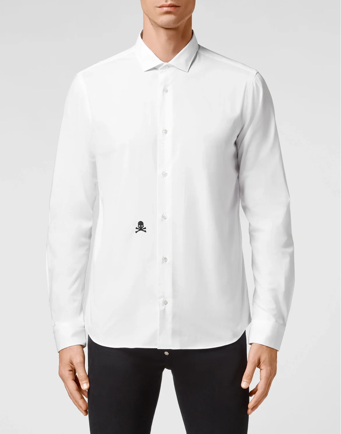 Shirt Sugar Daddy LS Embroidery Skull, цвет: Белый