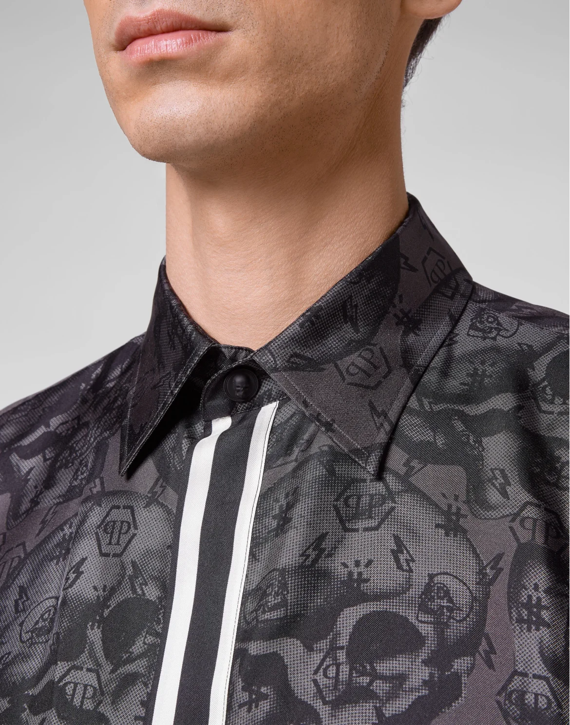 Silk Shirt Fit Dandy Skull, цвет: Серый