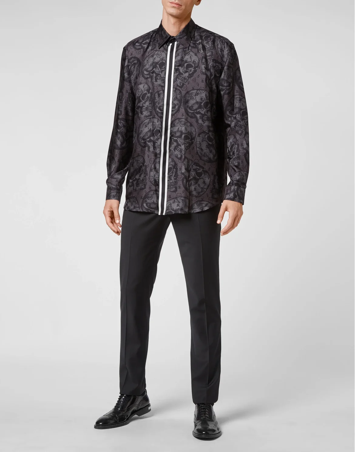 Silk Shirt Fit Dandy Skull, цвет: Серый