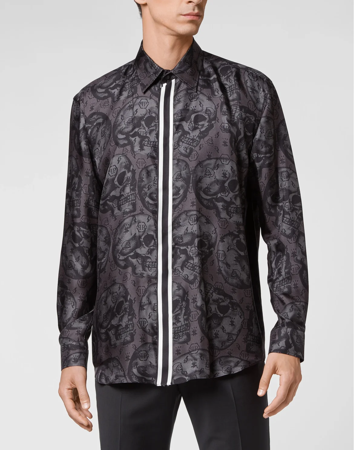 Silk Shirt Fit Dandy Skull, цвет: Серый