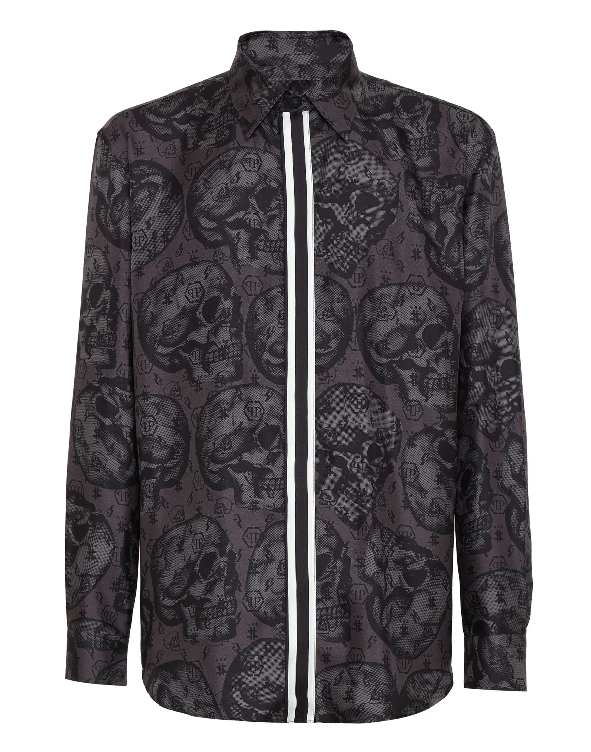 Silk Shirt Fit Dandy Skull, цвет: Серый
