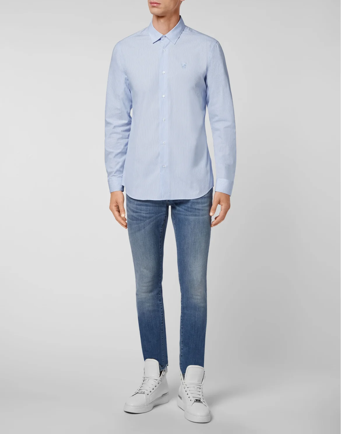 Shirt Playboy Fit Pinstripe Plein, цвет: Голубой