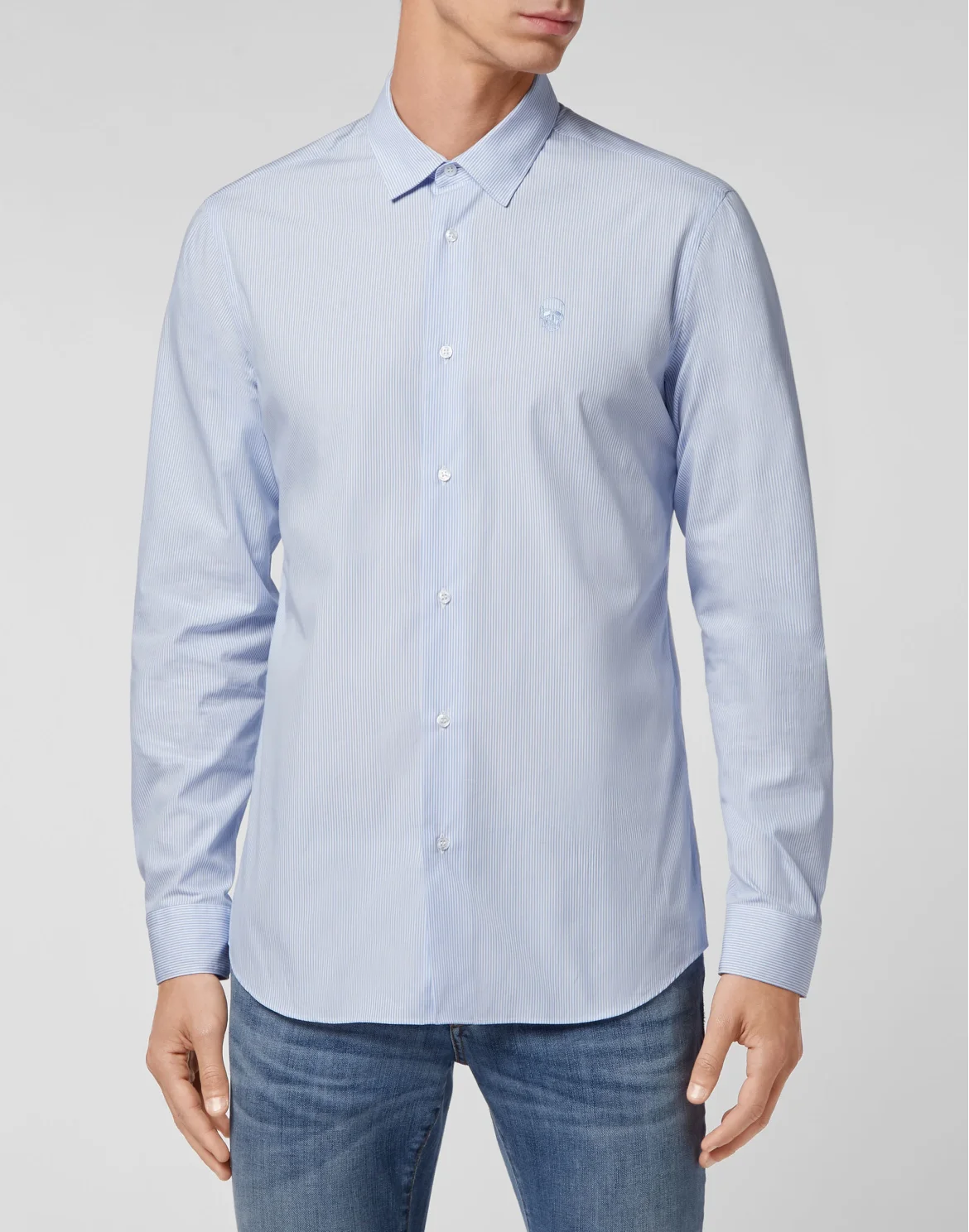 Shirt Playboy Fit Pinstripe Plein, цвет: Голубой