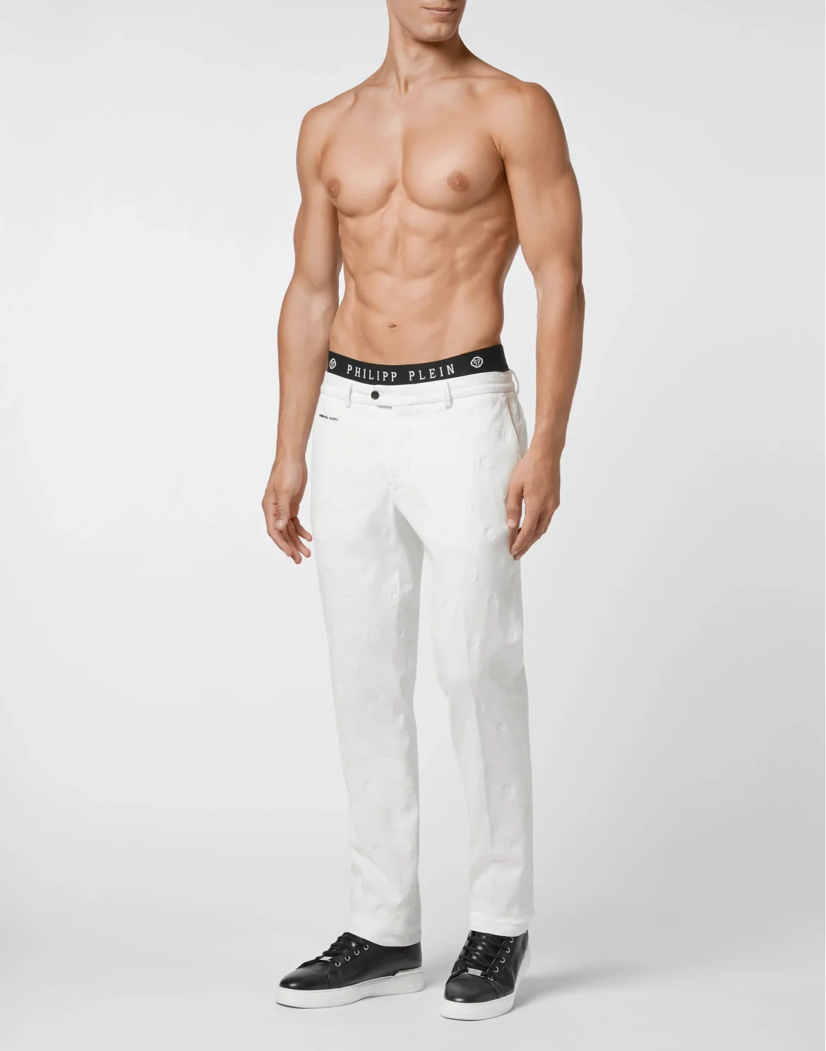Long Trousers Embroidery Skull, цвет: Белый