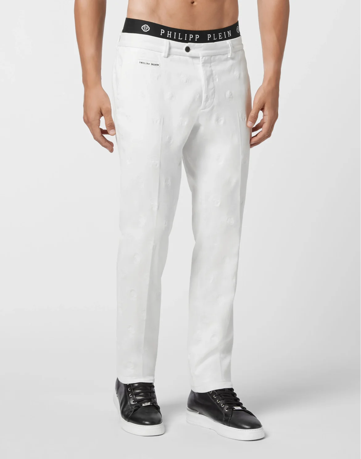Long Trousers Embroidery Skull, цвет: Белый