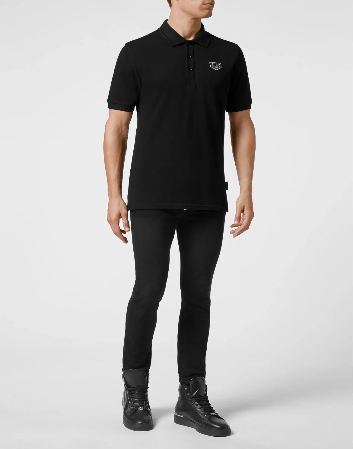 Slim Fit Polo shirt SS stones Hexagon, цвет: Черный