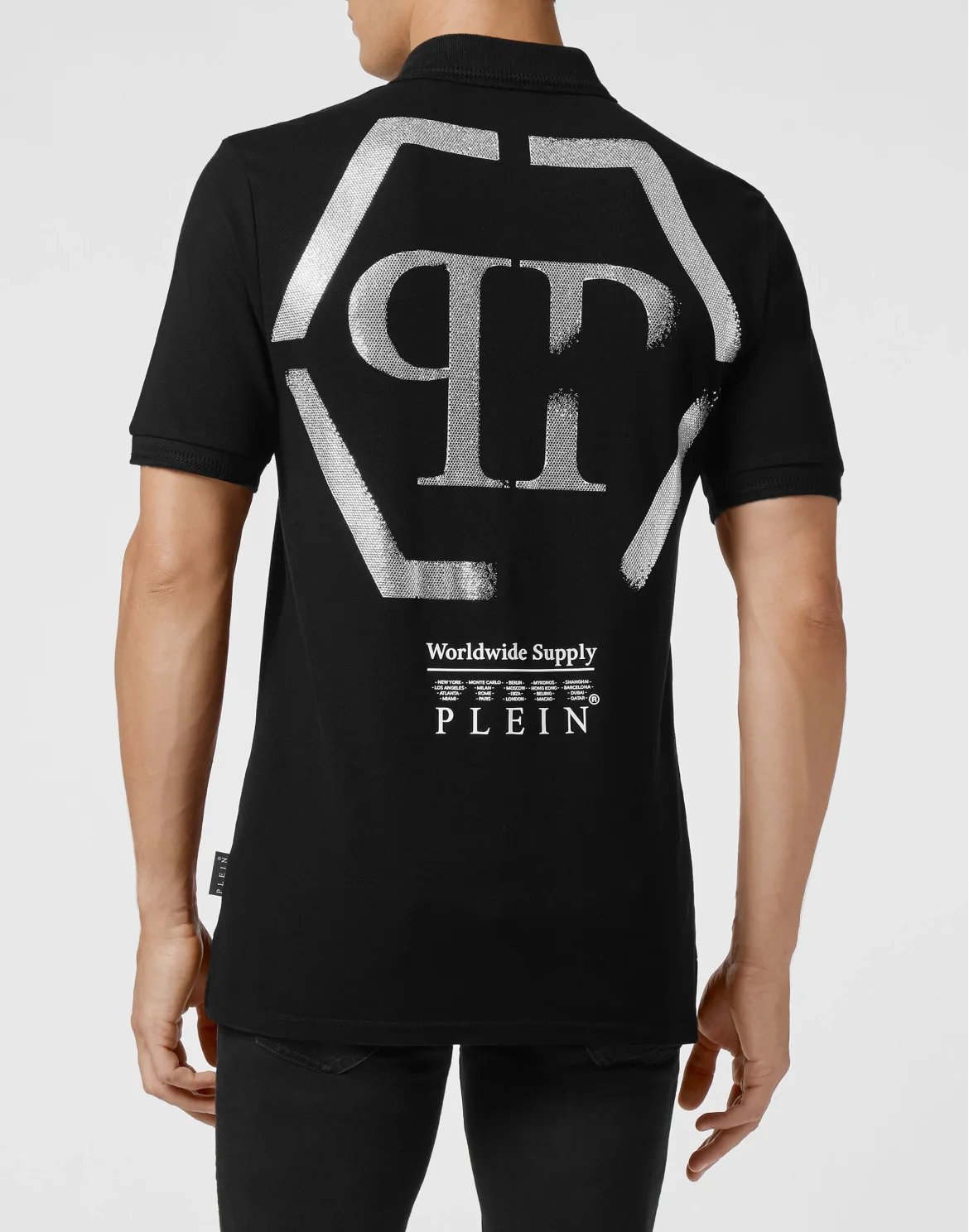Slim Fit Polo shirt SS stones Hexagon, цвет: Черный