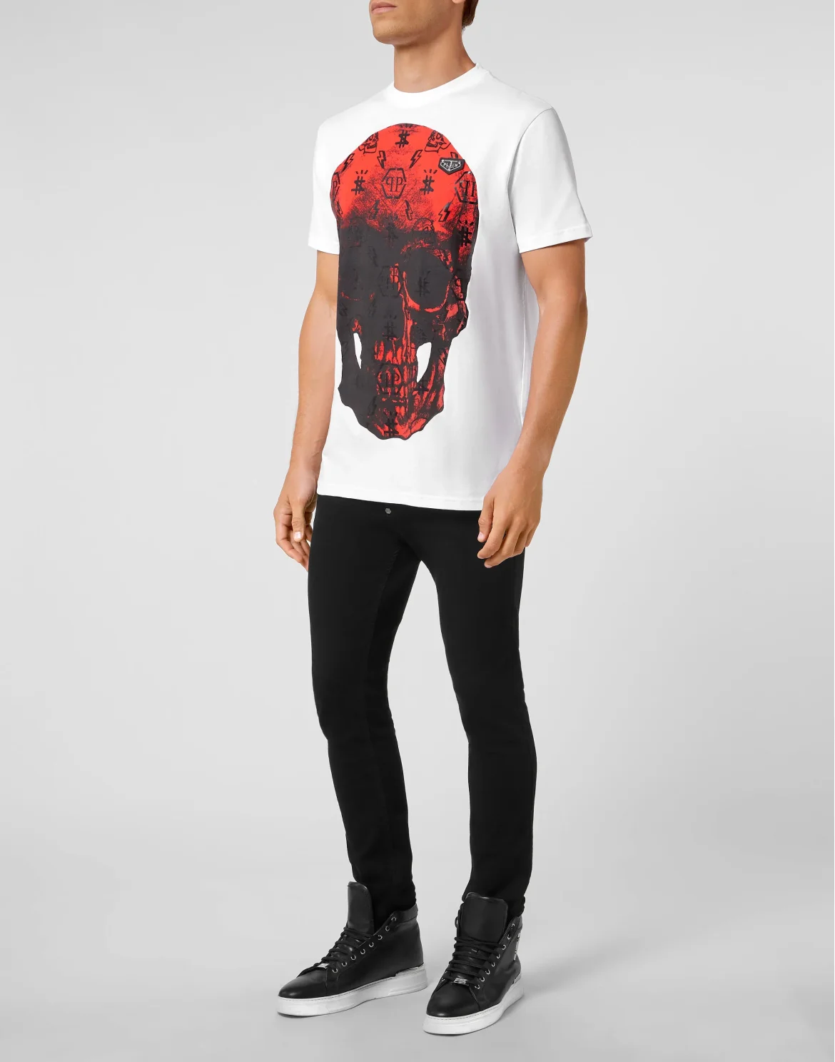 T-shirt Round Neck SS print Skull, цвет: Белый