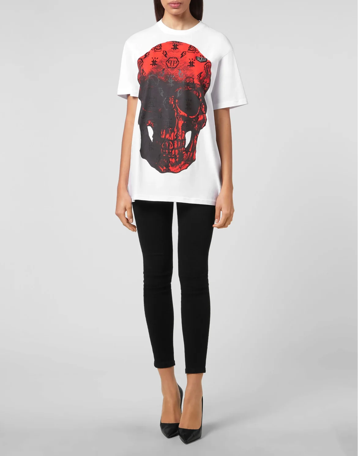 T-shirt Round Neck SS print Skull, цвет: Белый