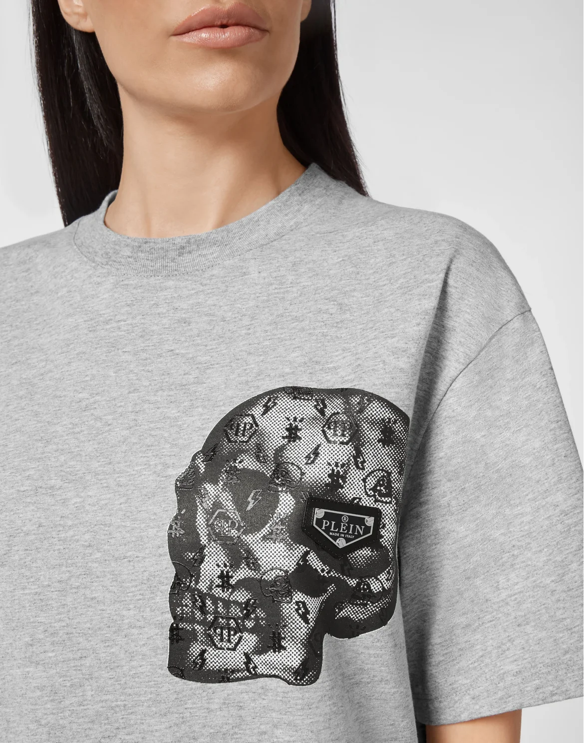 T-shirt Round Neck SS print Skull, цвет: Серый