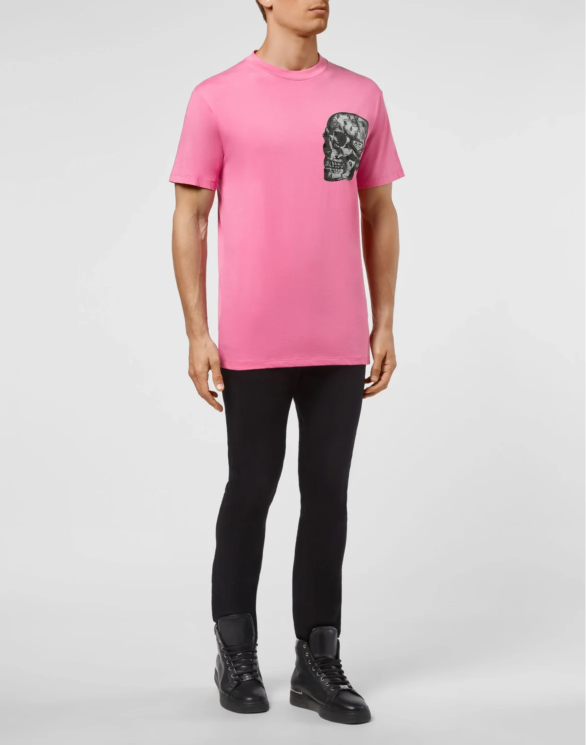 T-shirt Round Neck SS print Skull, цвет: Розовый