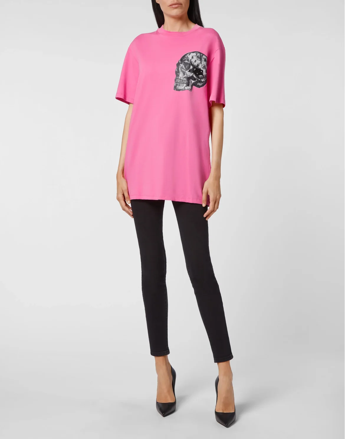 T-shirt Round Neck SS print Skull, цвет: Розовый