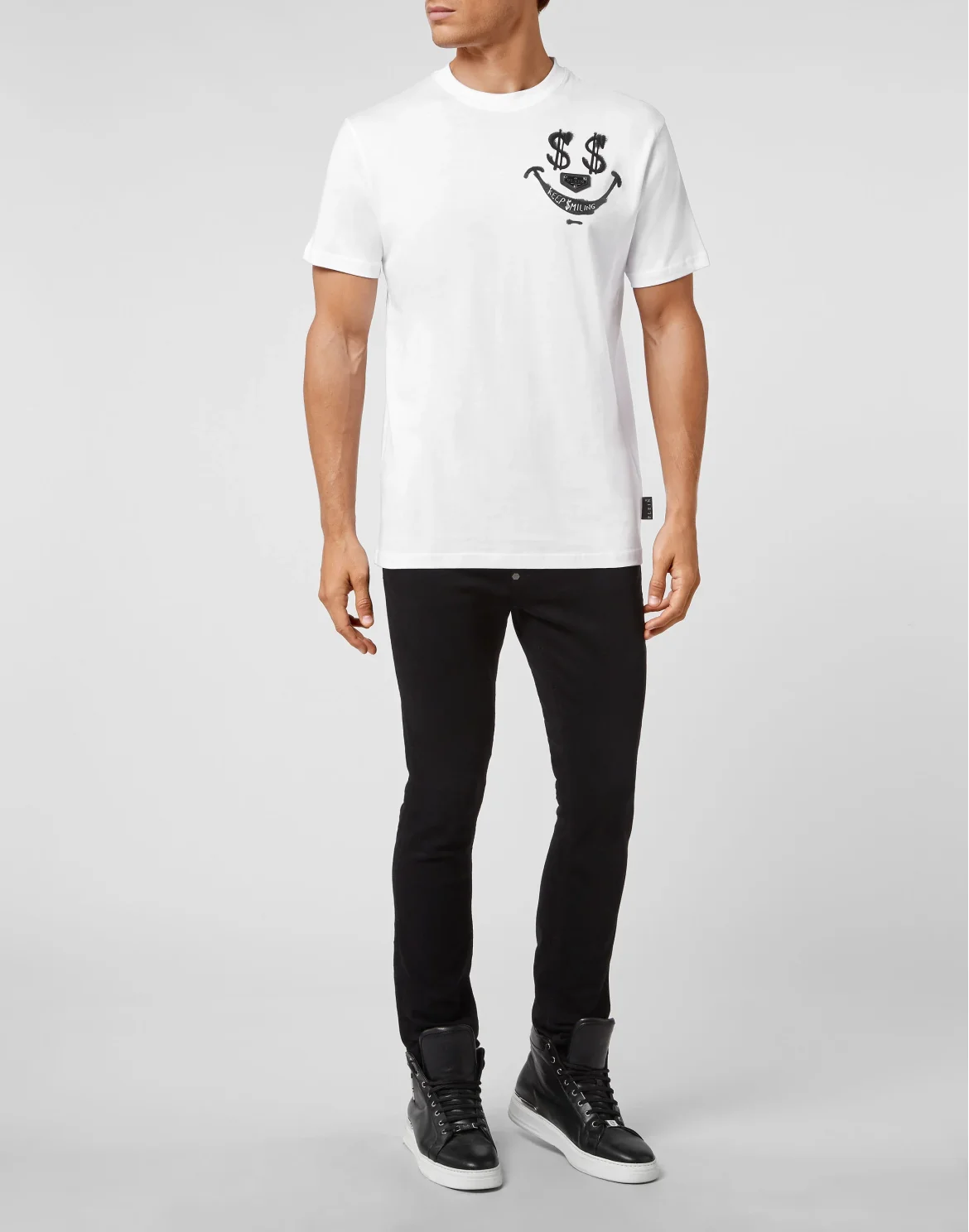 T-shirt Round Neck  SS print Keep $miling, цвет: Белый