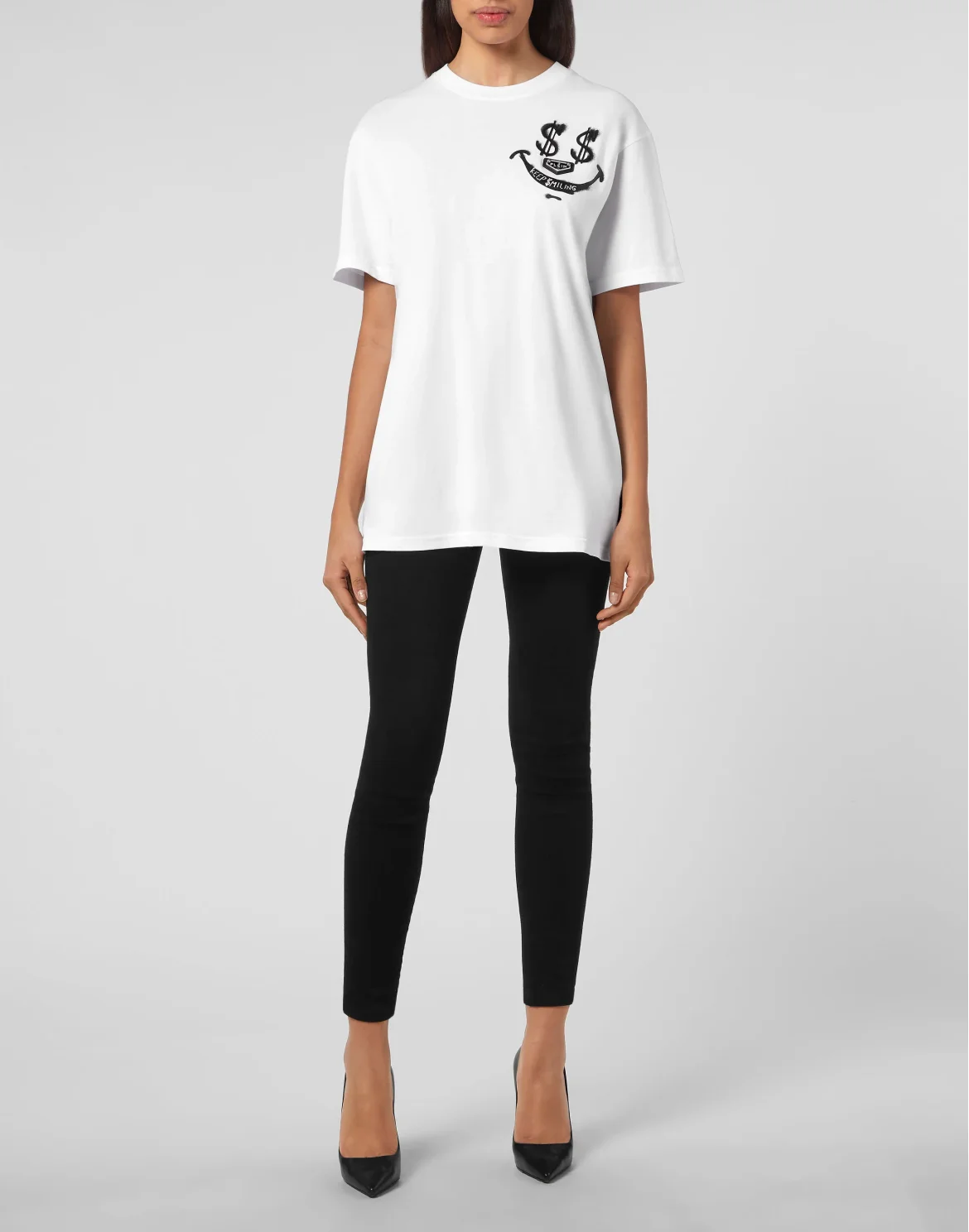 T-shirt Round Neck SS print Keep $miling, цвет: Белый