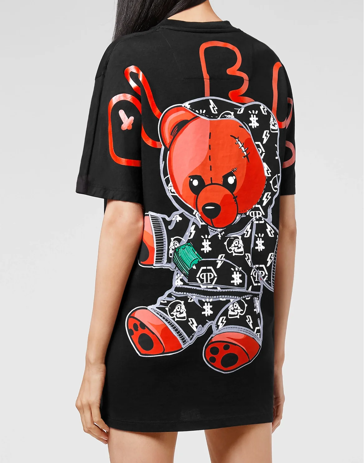 T-shirt Round Neck SS print Teddy Bear, цвет: Черный