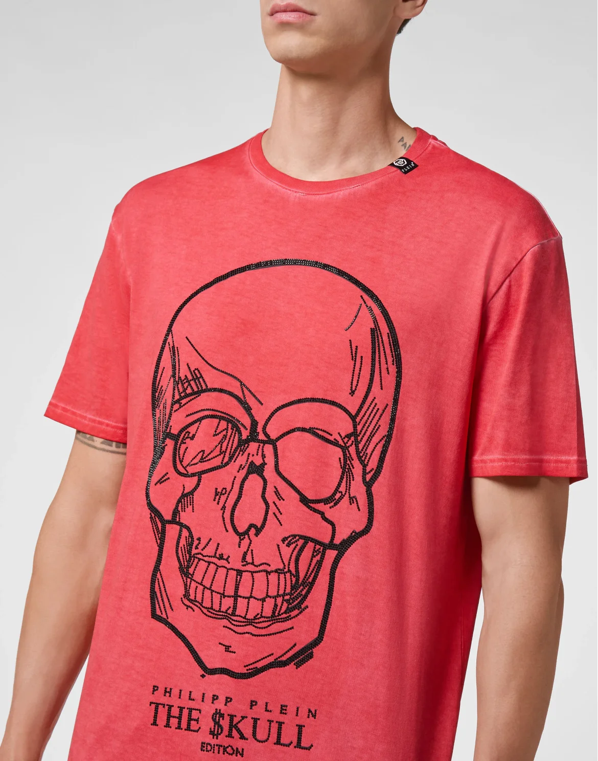 T-shirt Round Neck SS stones Skull, цвет: Красный