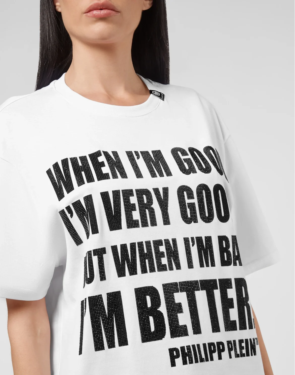 T-shirt Round Neck SS stones MORE MONEY MORE PROBLEMS, цвет: Белый
