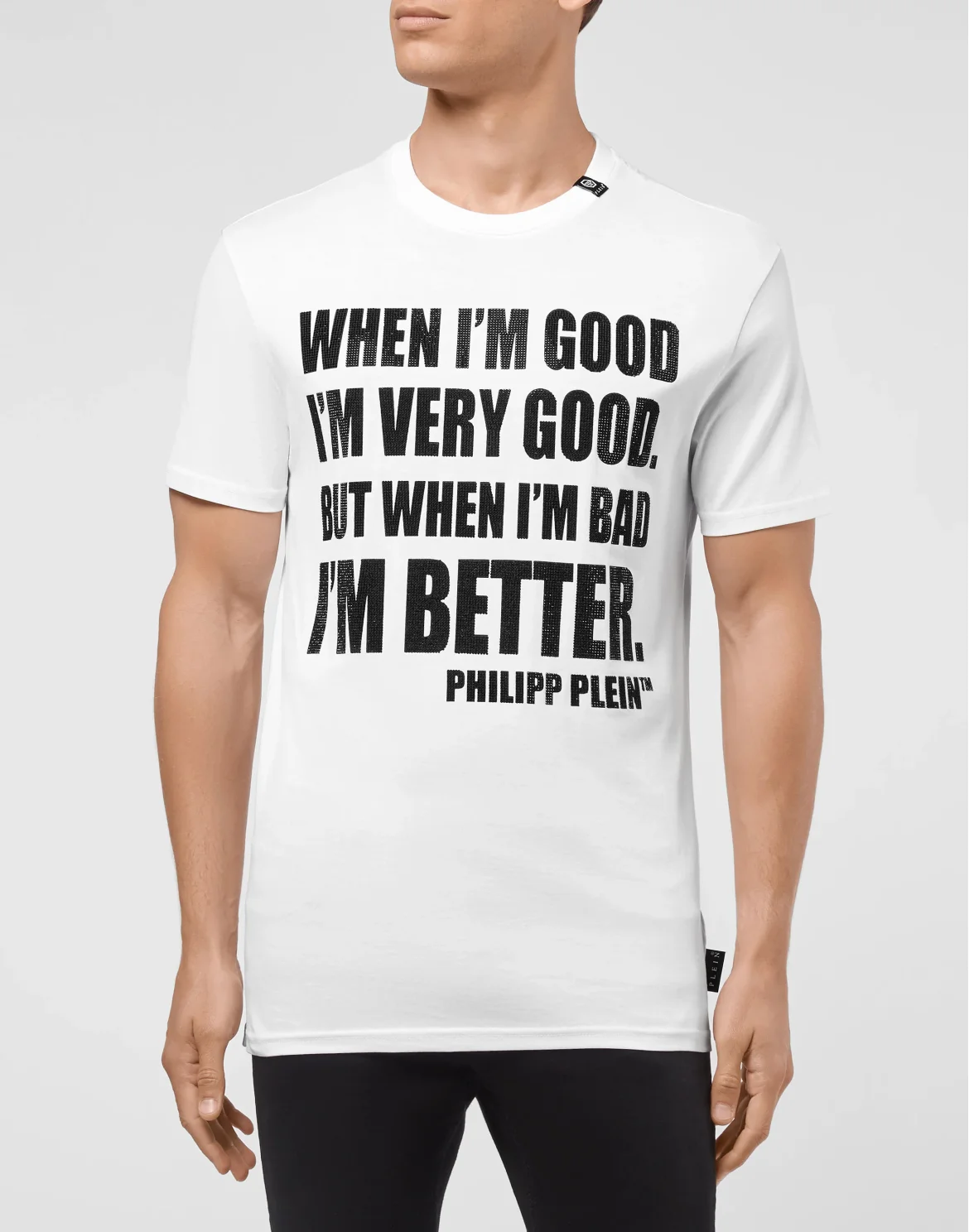 T-shirt Round Neck SS stones MORE MONEY MORE PROBLEMS, цвет: Белый