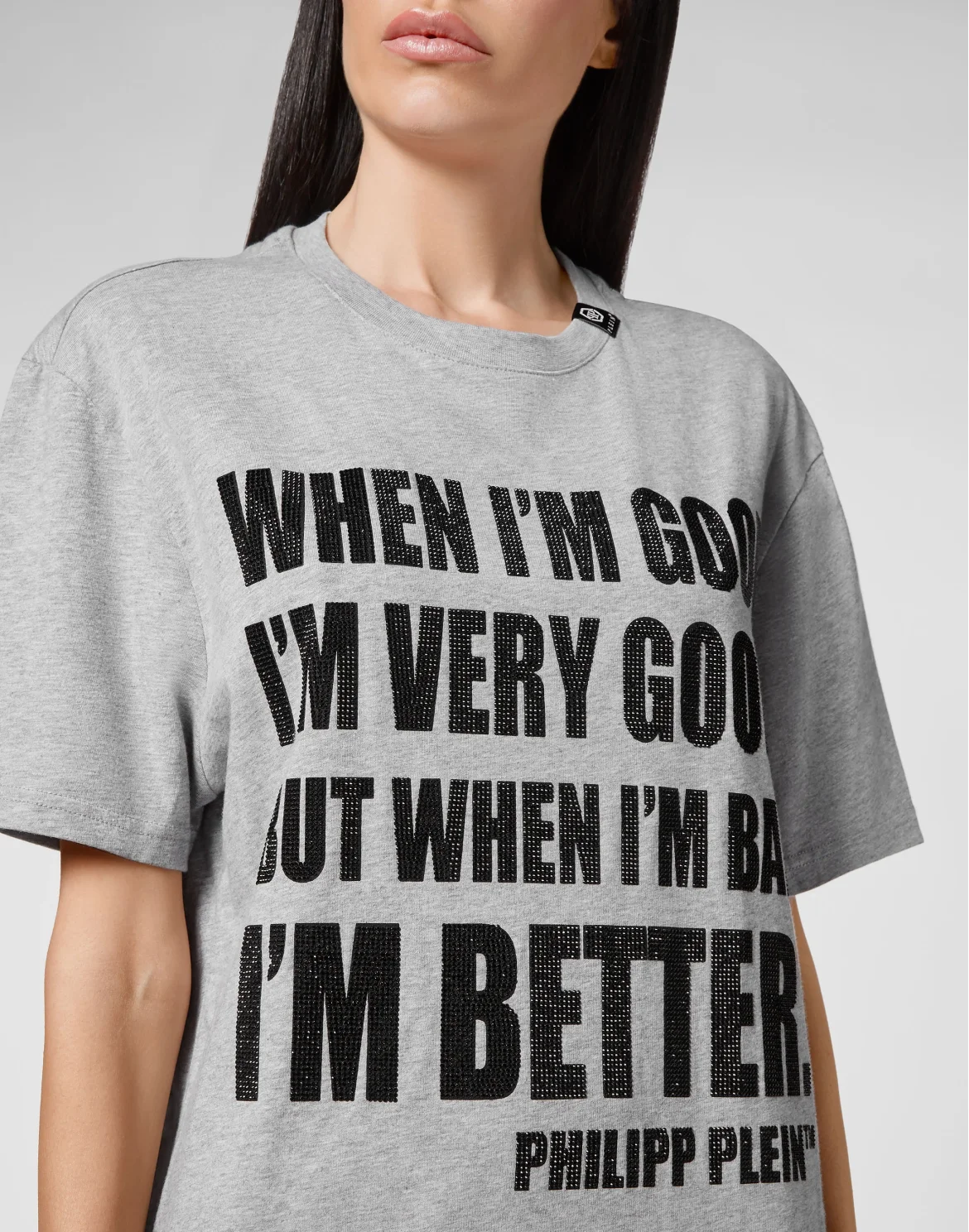 T-shirt Round Neck SS stones MORE MONEY MORE PROBLEMS, цвет: Серый