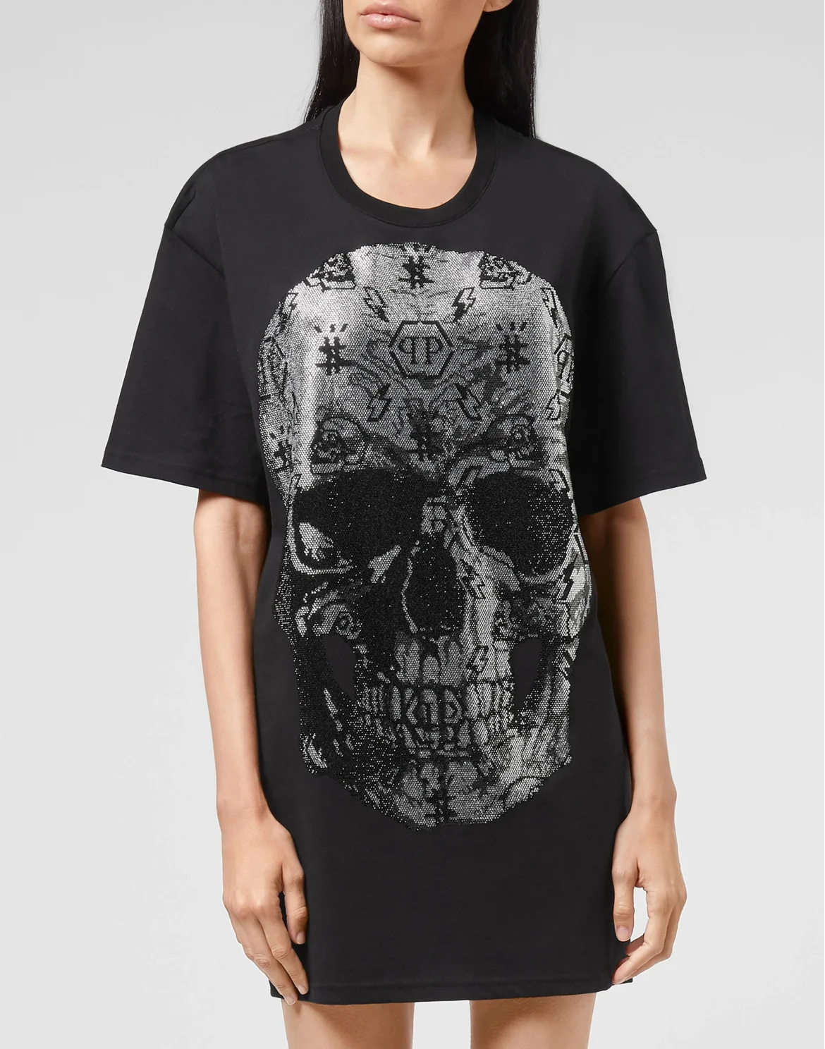 T-shirt Round Neck SS stones Skull, цвет: Черный
