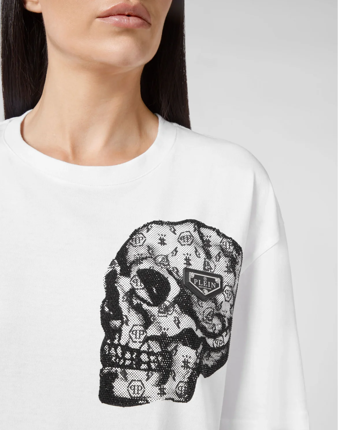 T-shirt Round Neck SS stones Skull, цвет: Белый