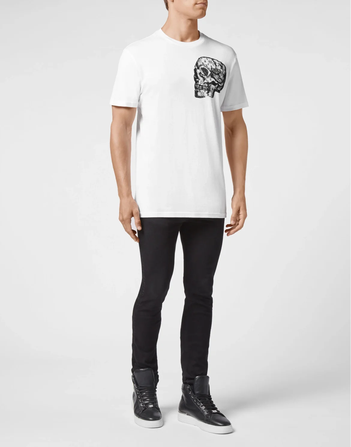 T-shirt Round Neck SS stones Skull, цвет: Белый