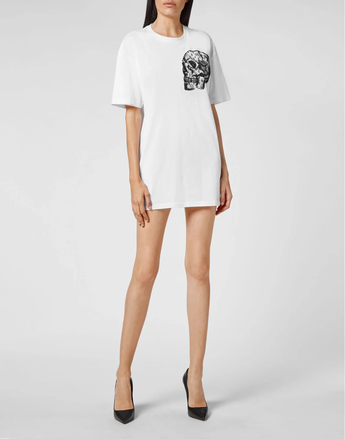 T-shirt Round Neck SS stones Skull, цвет: Белый