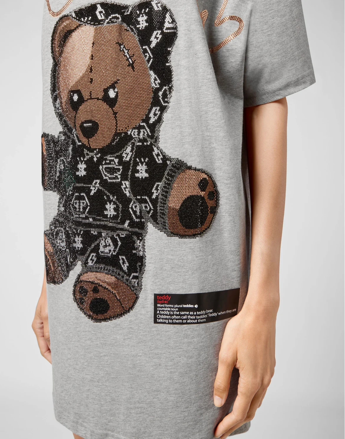 T-shirt Round Neck SS stones Teddy Bear, цвет: Серый