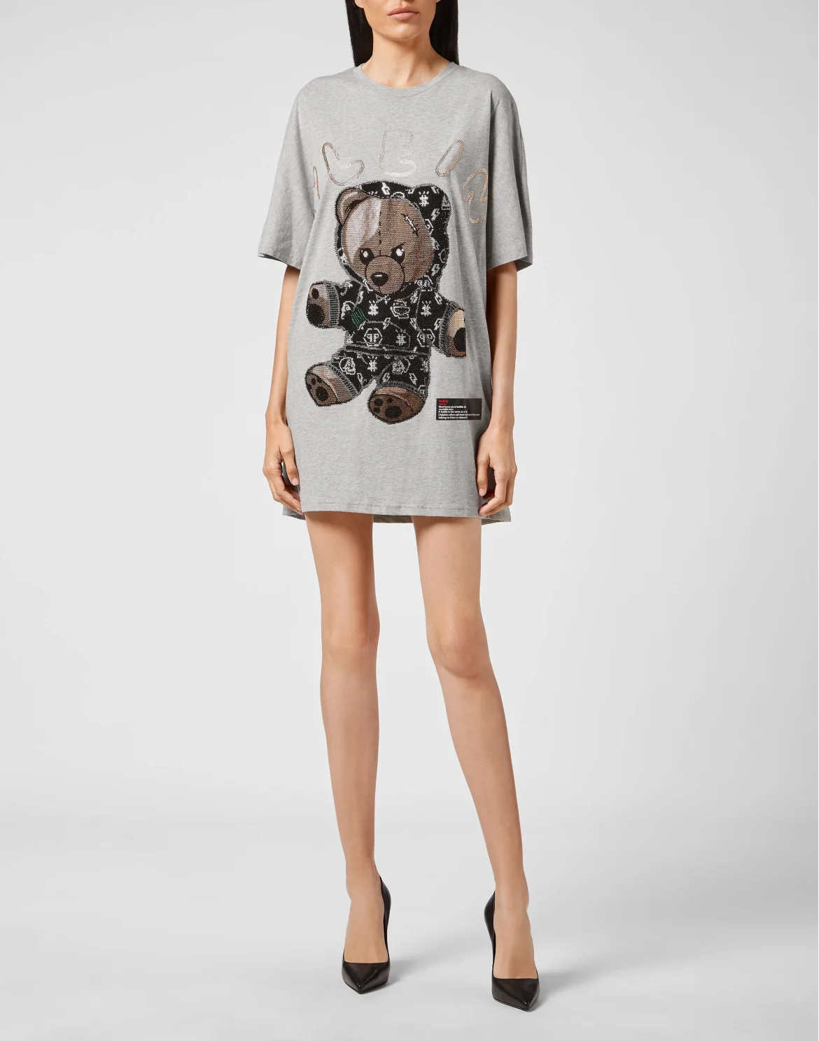 T-shirt Round Neck SS stones Teddy Bear, цвет: Серый