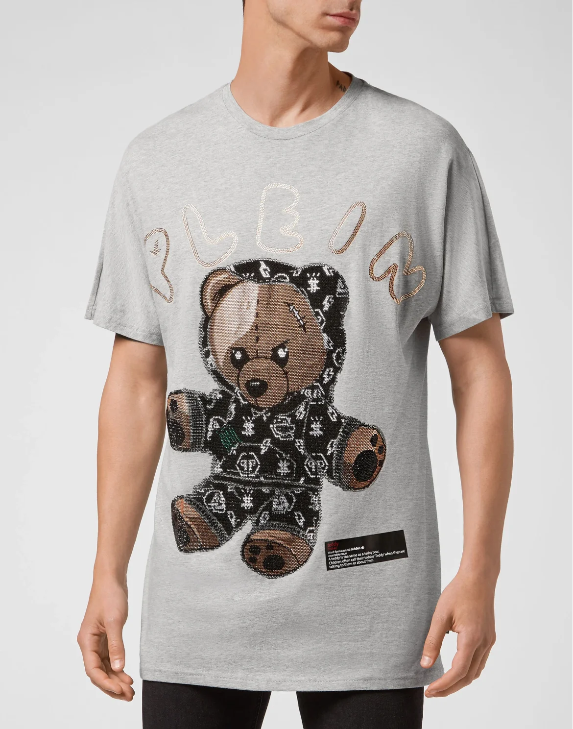 T-shirt Round Neck SS stones Teddy Bear, цвет: Серый