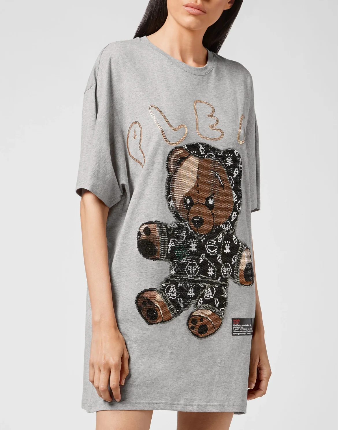 T-shirt Round Neck SS stones Teddy Bear, цвет: Серый