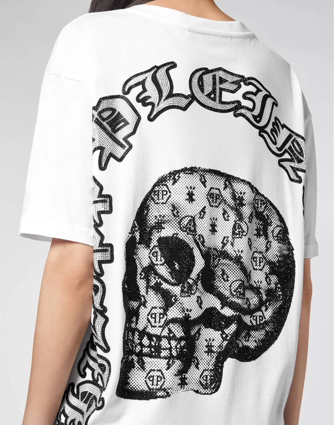 T-shirt V-Neck SS stones Philipp Plein No Limit$, цвет: Белый
