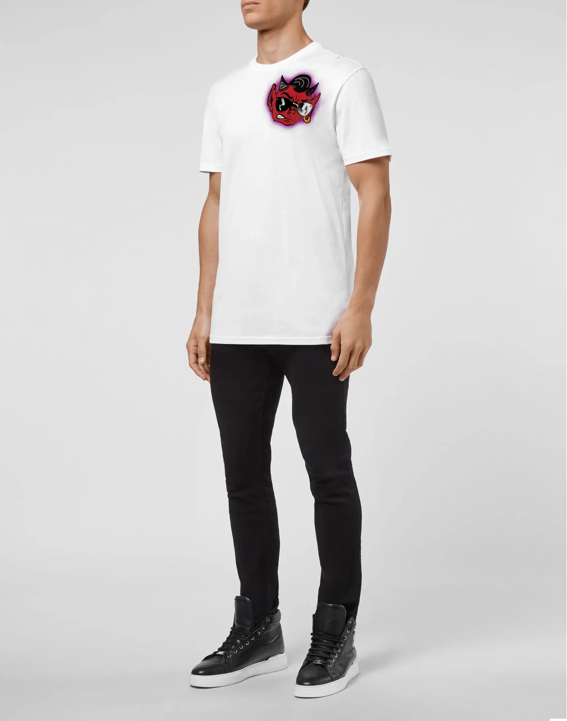 T-shirt Round Neck SS stones Bad Devil, цвет: Белый