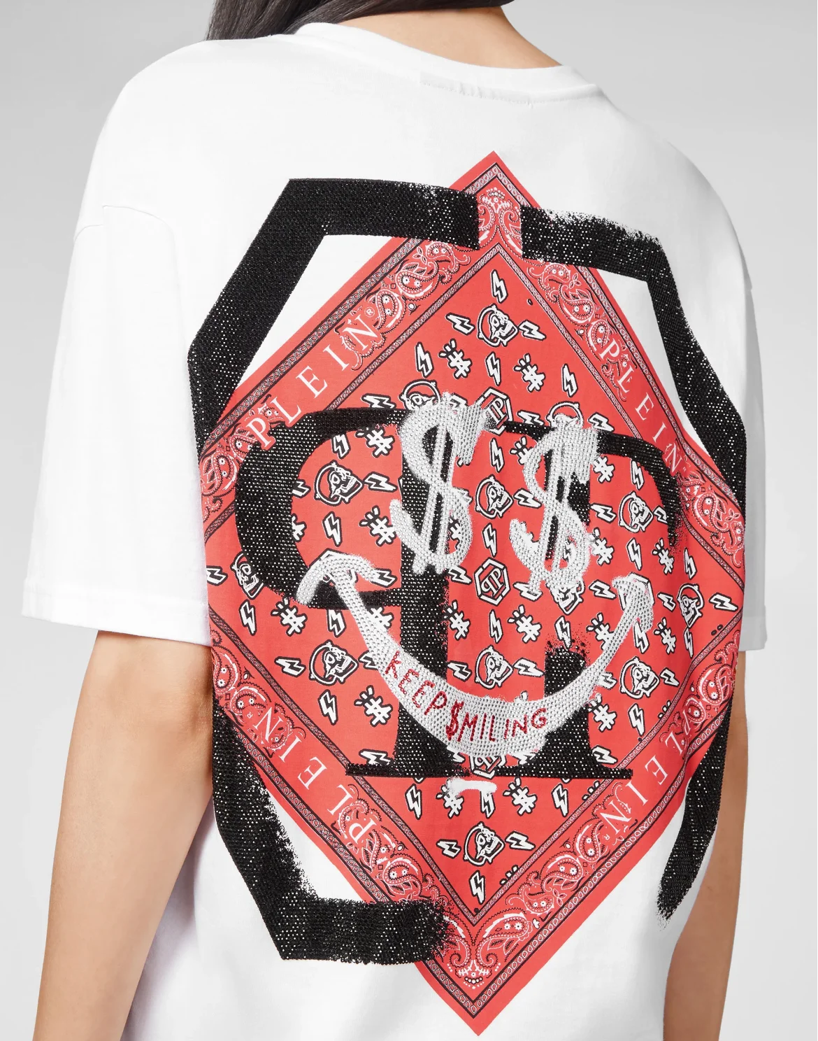 T-shirt Round Neck SS stones Keep $miling, цвет: Белый