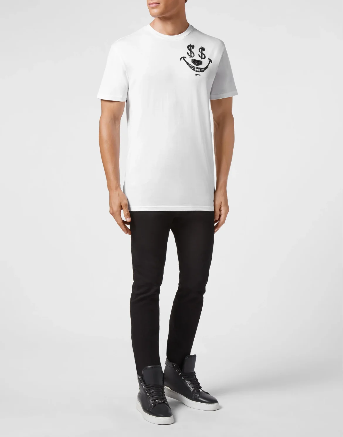 T-shirt Round Neck SS stones Keep $miling, цвет: Белый