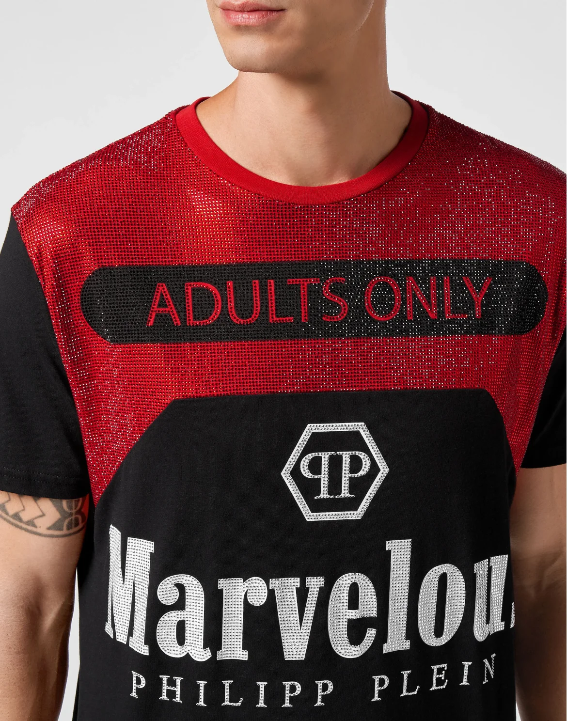 T-shirt Round Neck SS stones Marvelous, цвет: Черный
