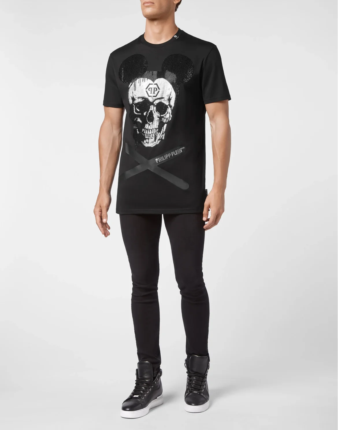 T-shirt Round Neck SS stones Skull, цвет: Черный