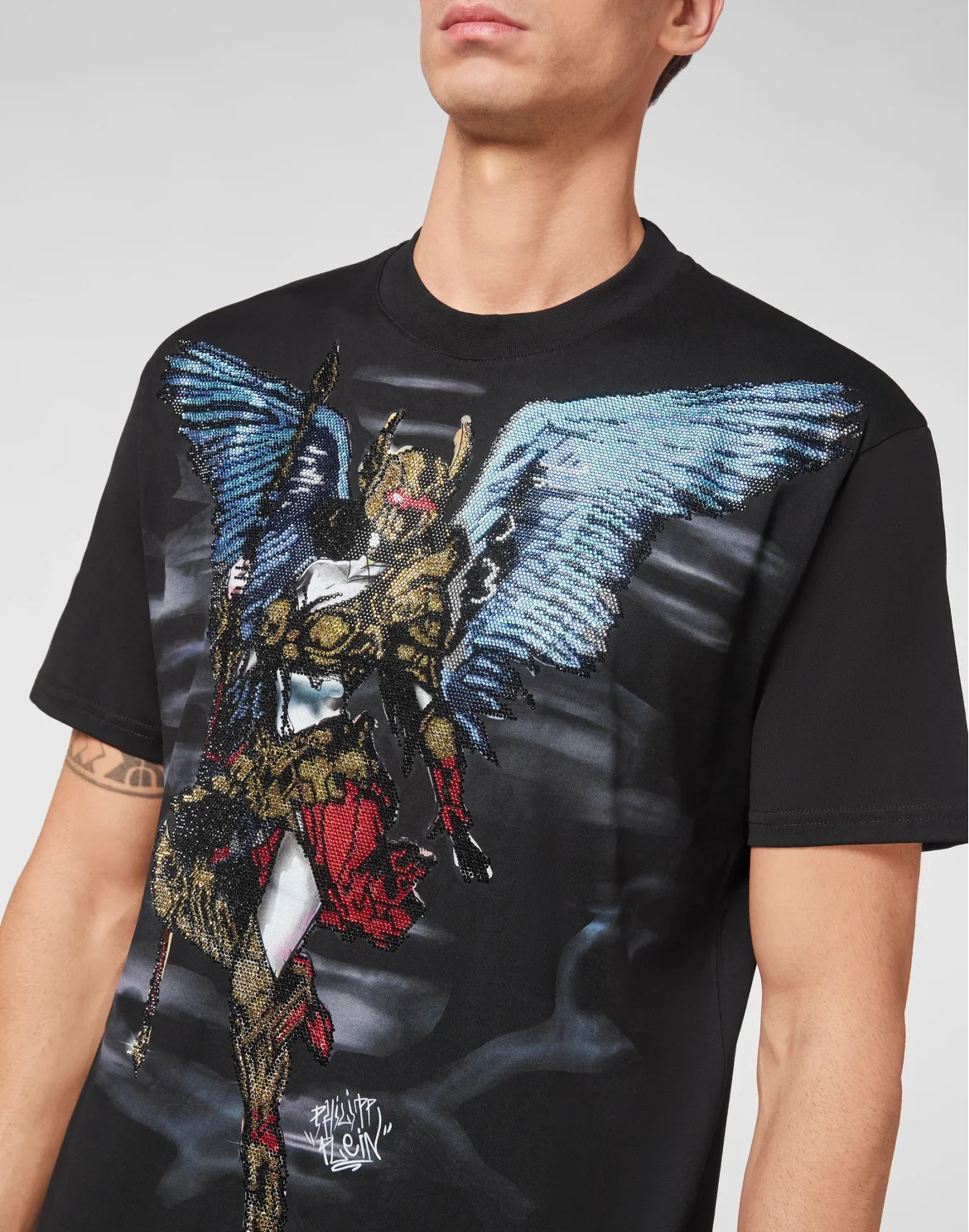 T-shirt Round Neck SS stones Angel Warrior, цвет: Черный