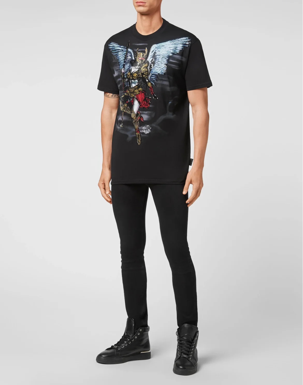 T-shirt Round Neck SS stones Angel Warrior, цвет: Черный