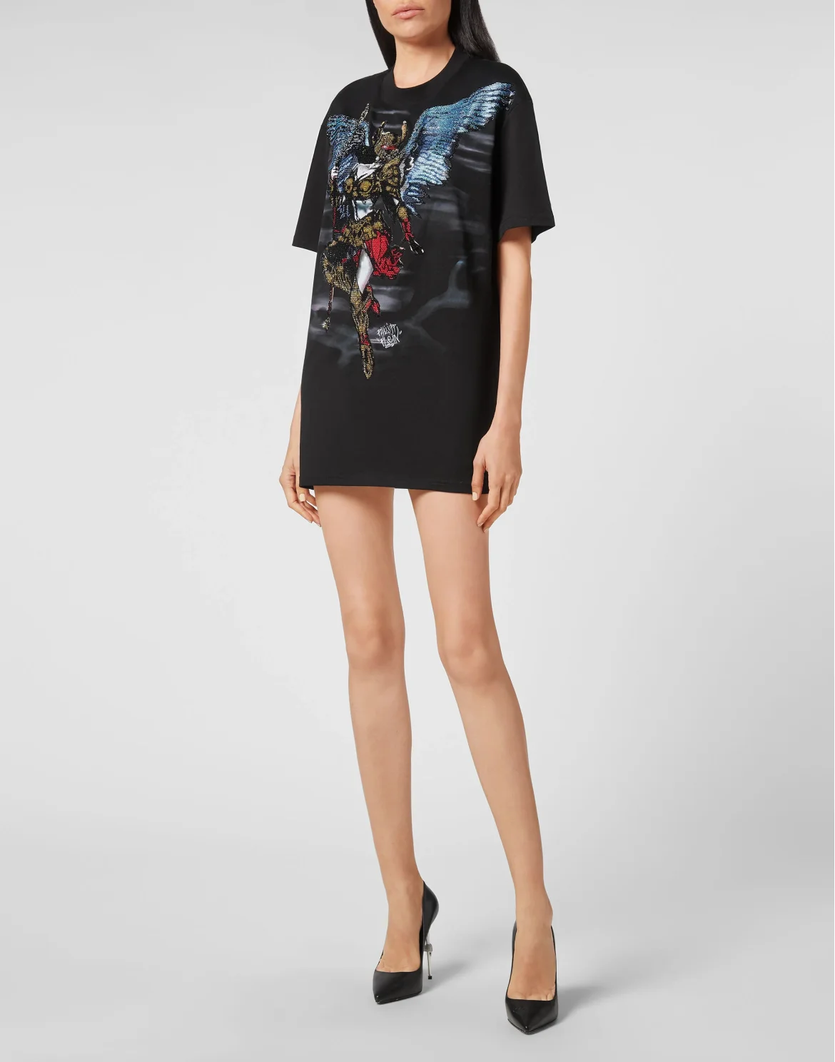 T-shirt Round Neck SS stones Angel Warrior, цвет: Черный