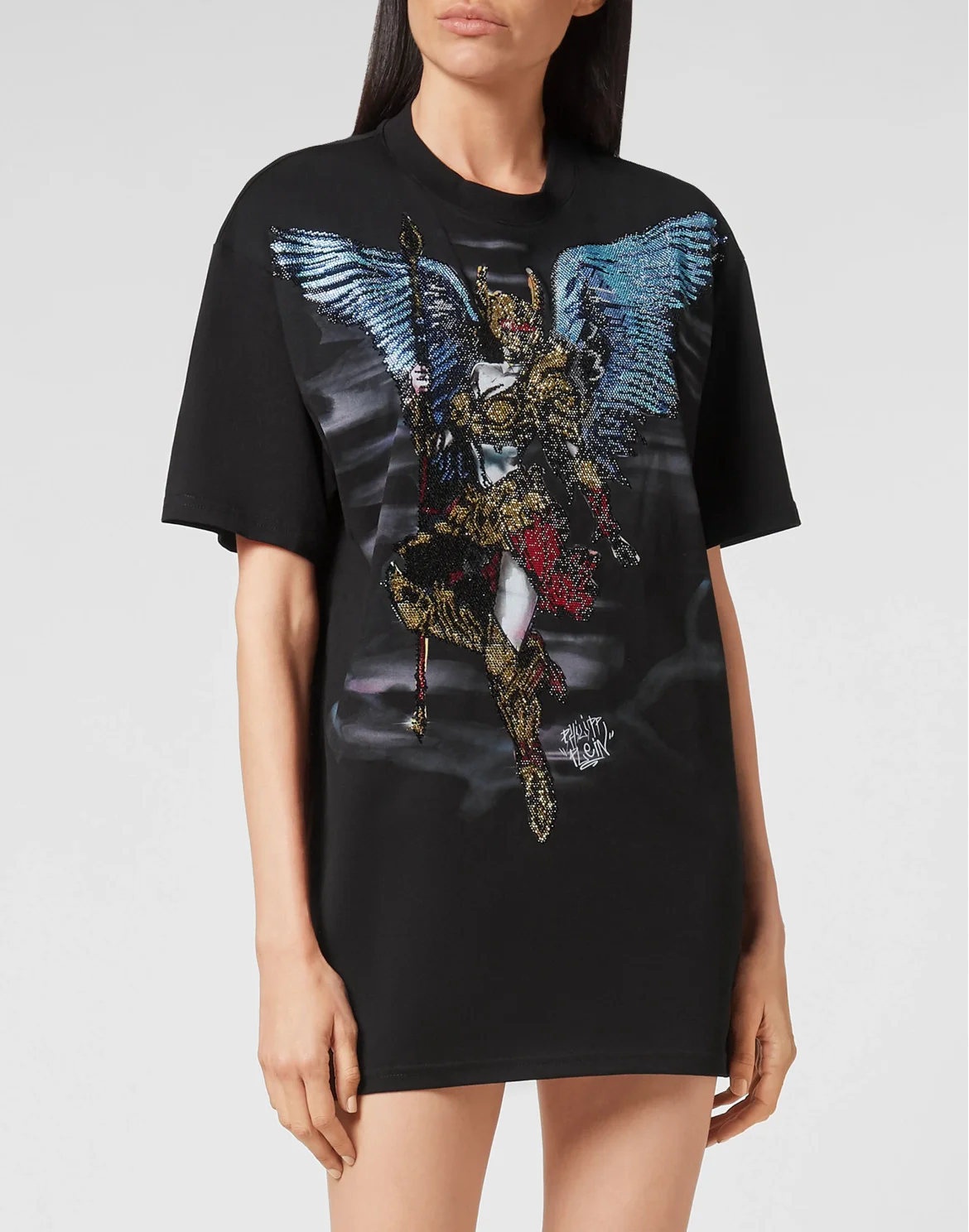 T-shirt Round Neck SS stones Angel Warrior, цвет: Черный
