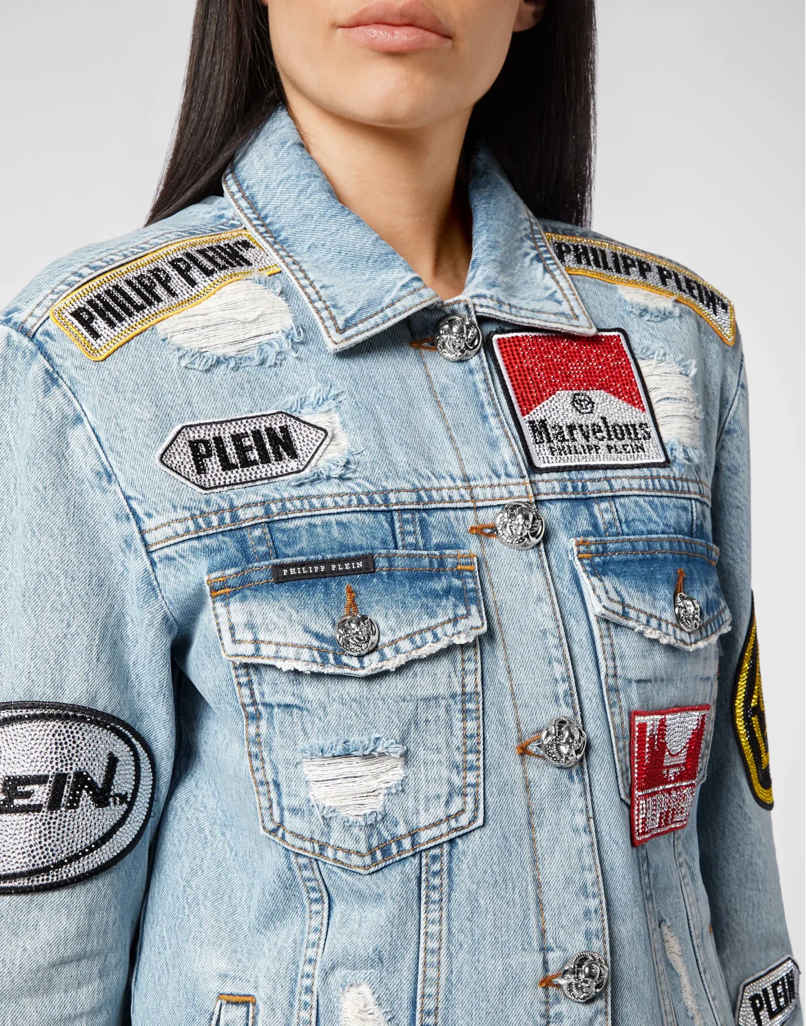 Denim Jacket stones Oversize Marvelous, цвет: Голубой