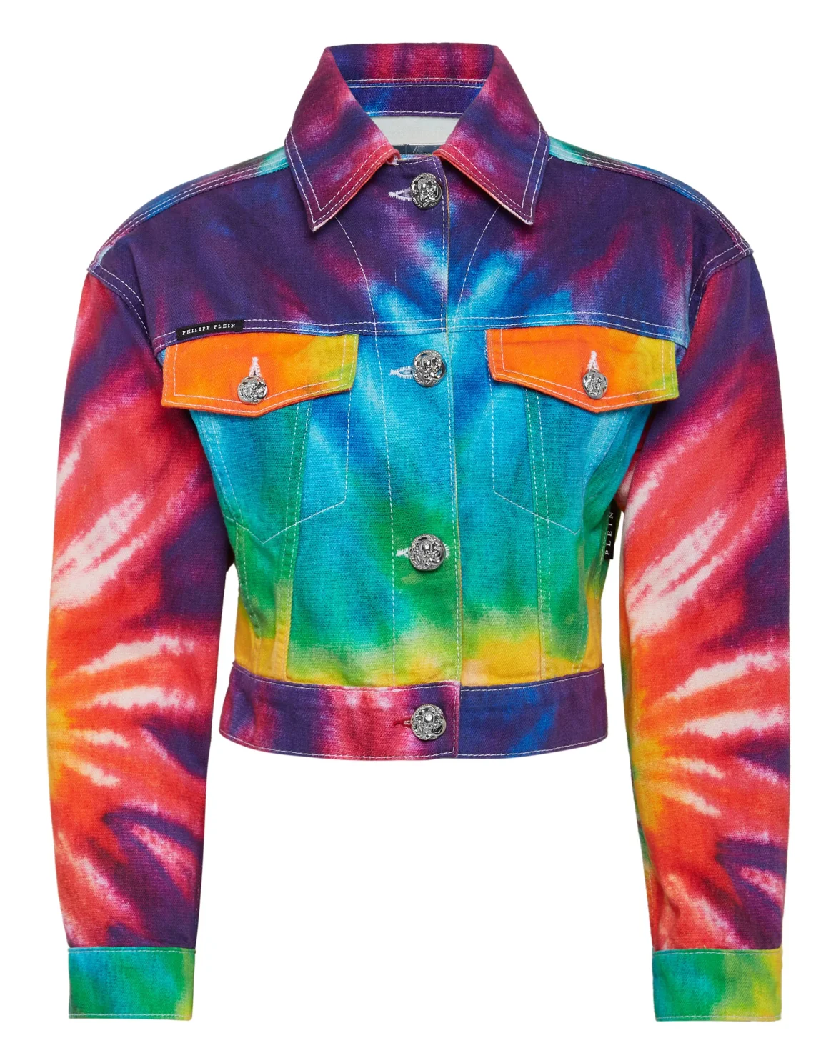 Denim Cropped Over Jacket Tie dye, цвет: Мультиколор