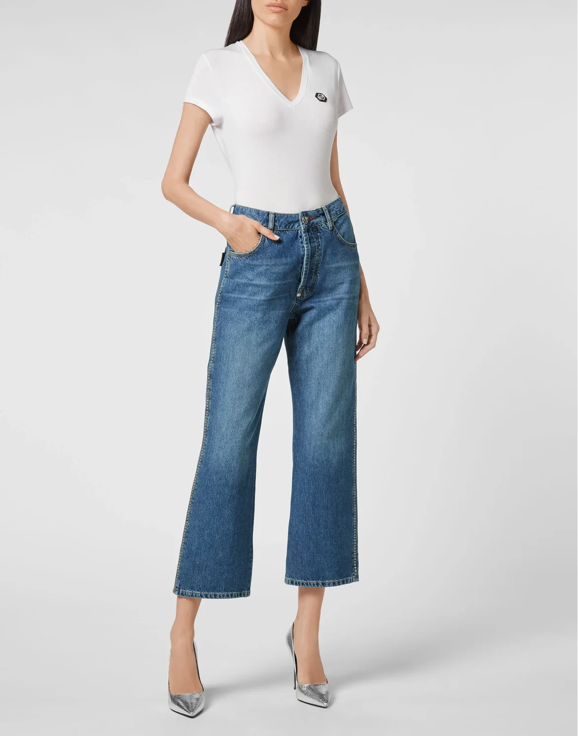 Denim Trousers Loose Fit Studs, цвет: Синий