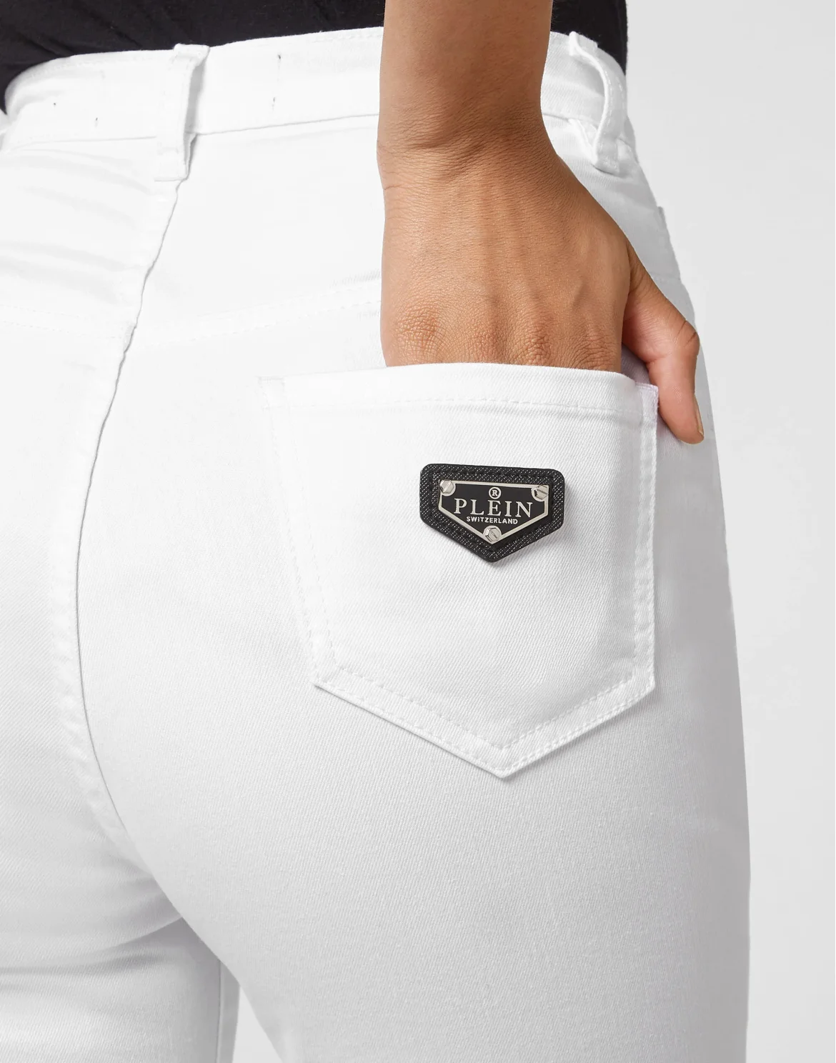 Denim Super High Waist Jegging Iconic Plein, цвет: Белый