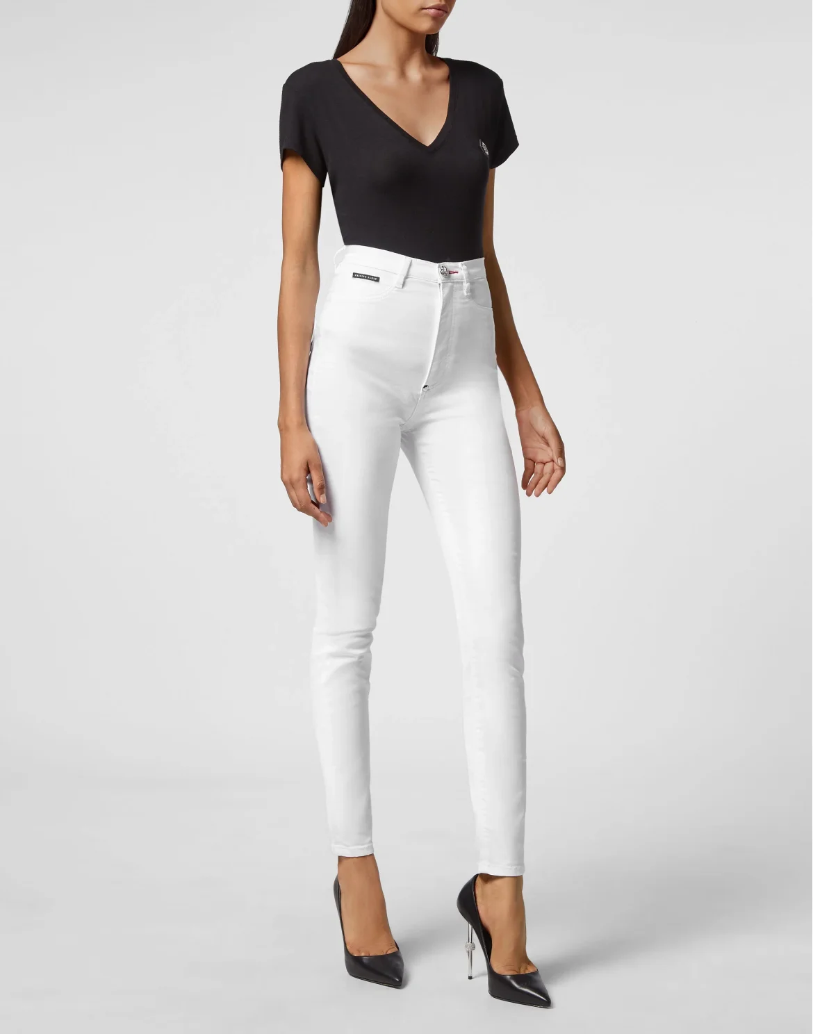 Denim Super High Waist Jegging Iconic Plein, цвет: Белый