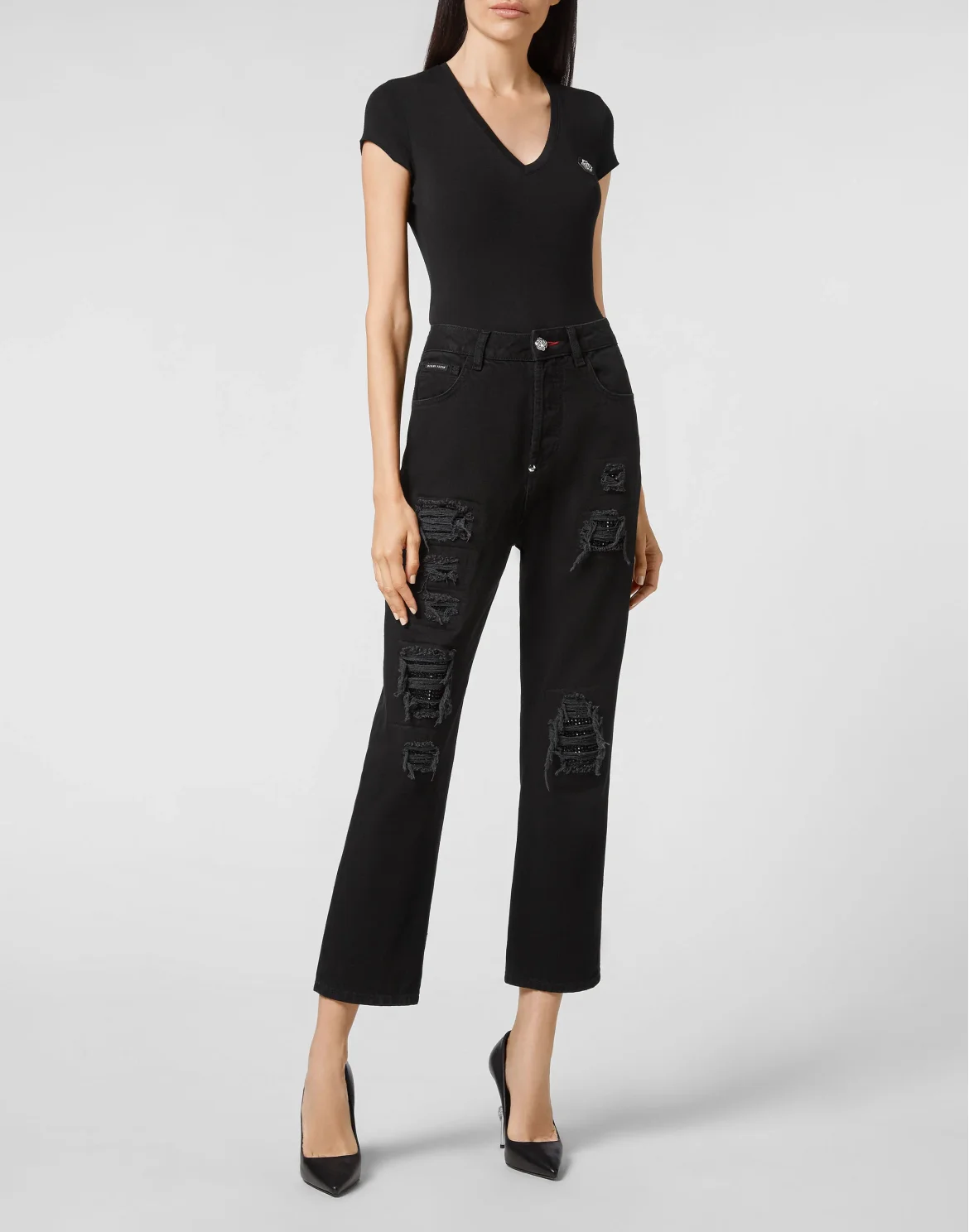 Denim Loose Fit Jet Destroyed, цвет: Черный